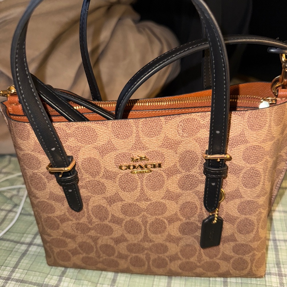 Coach Brown and Black Signature Tote